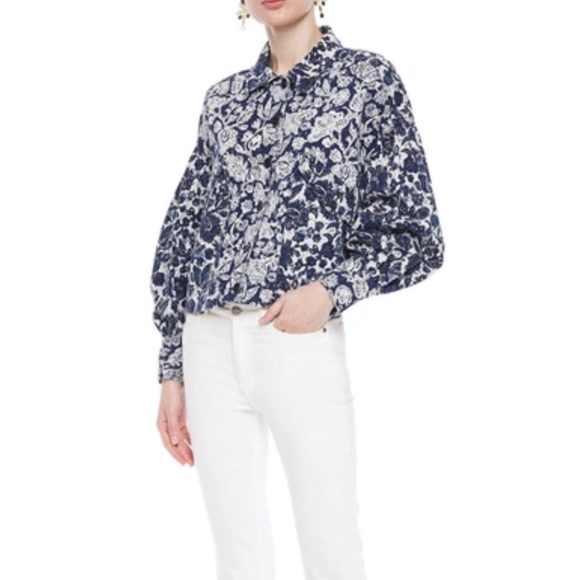 Ulla Johnson Denim Floral Griffin Jacket size Large, sold out everywhere​ - Picture 3 of 8
